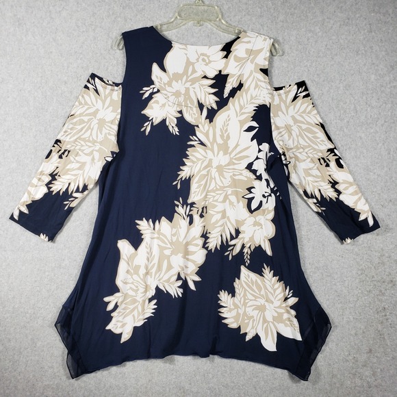 JM Collection Tropic Breeze Navy Floral Lace Top Women's XL NWT Modern Classic - Picture 2 of 10